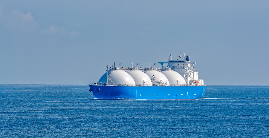 Das Bild zeigt einen LNG Tanker.