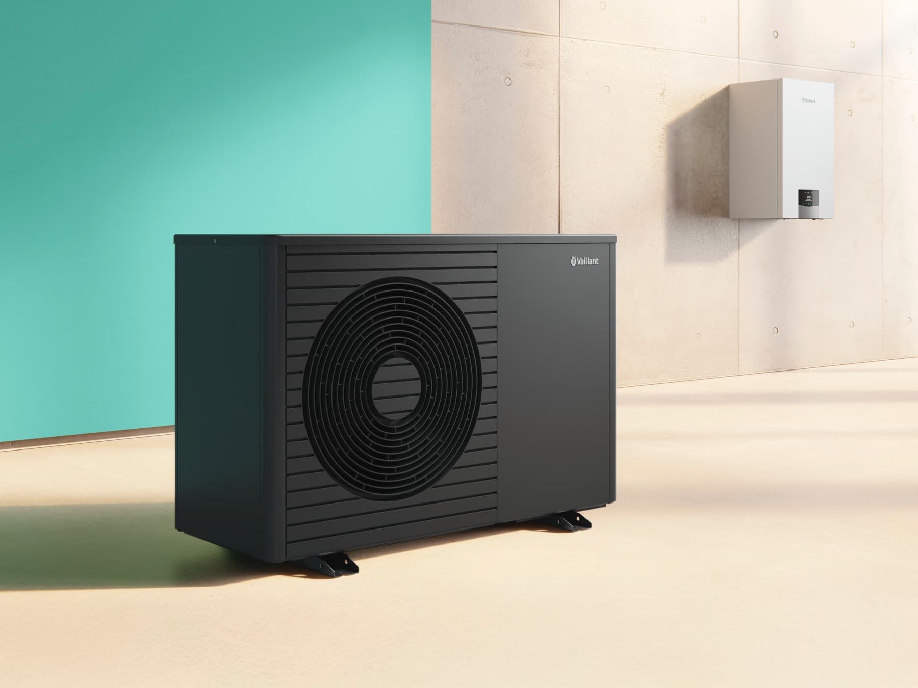 Vaillant Hybridsystem aus Wärmepumpe aroTHERM plus und wandhängendem Gas-Brennwertgerät ecoTEC plus