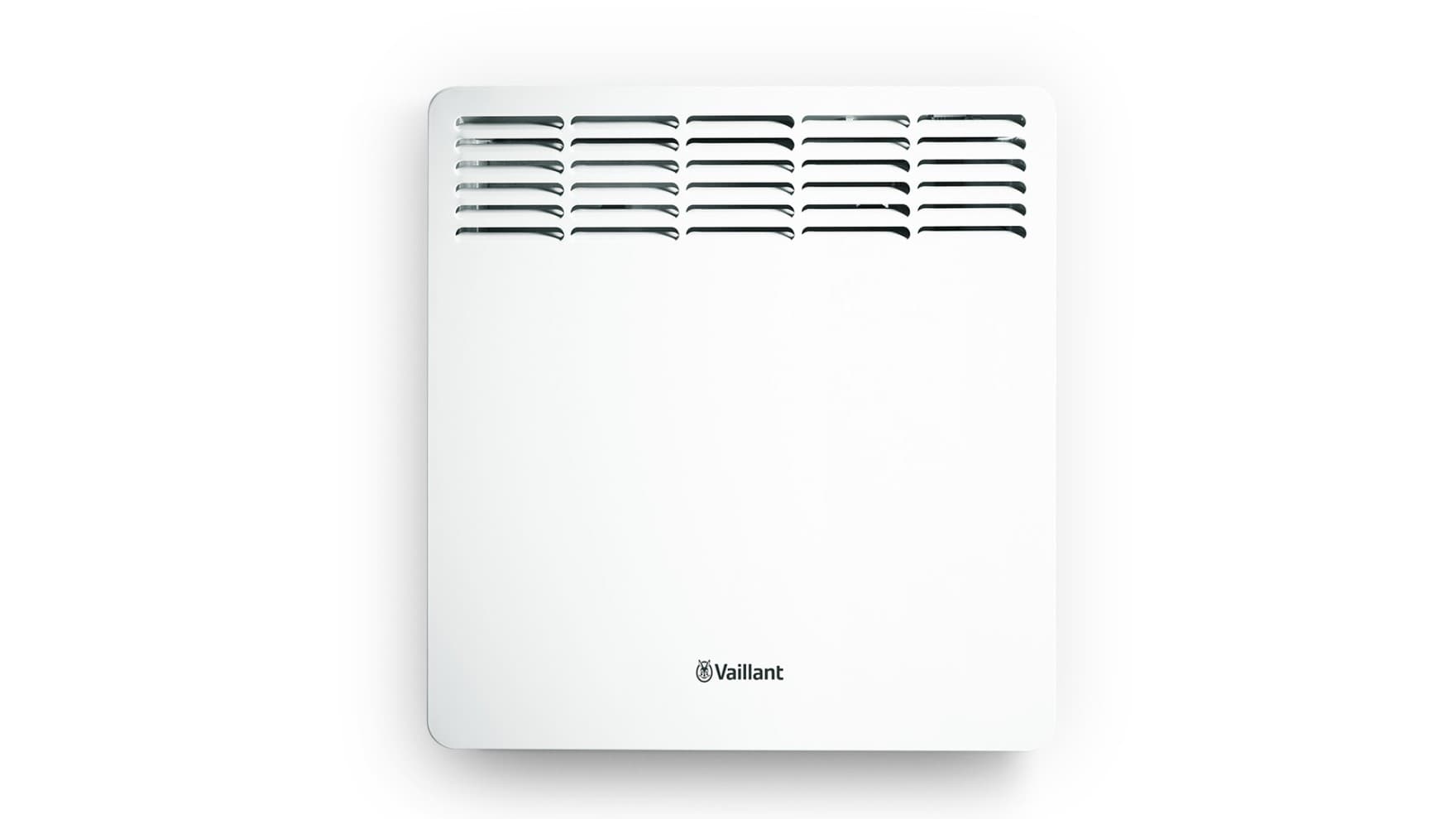 Das Elektro-Direktheizgeräte eloMENT von Vaillant auf einem neutralen Hintergrund.