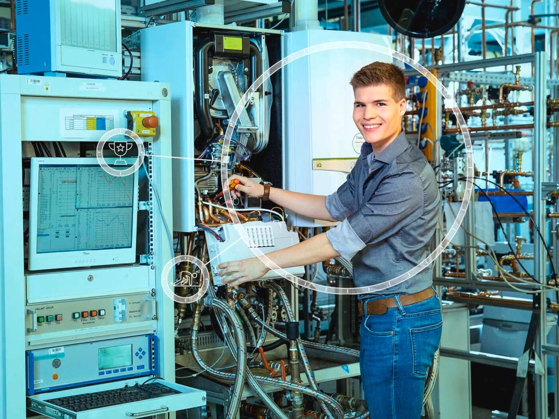 Dualer Student an einem Vaillant Gerät