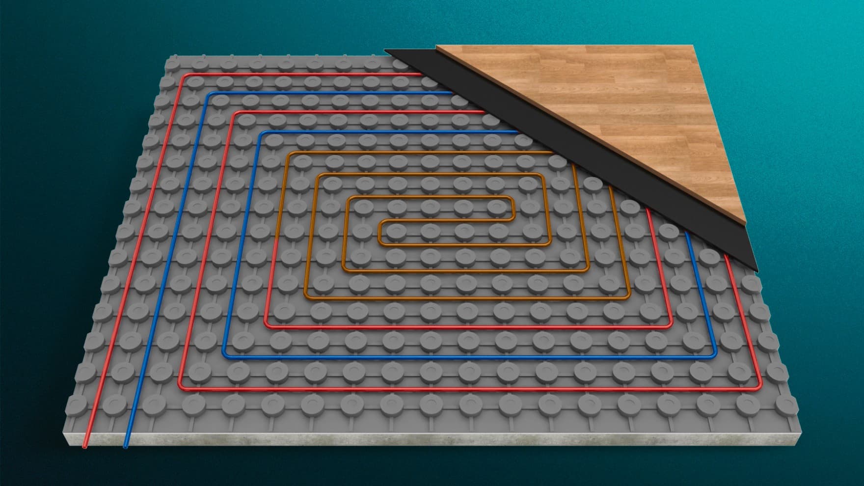 Grafik einer bifilaren Fußbodenheizung