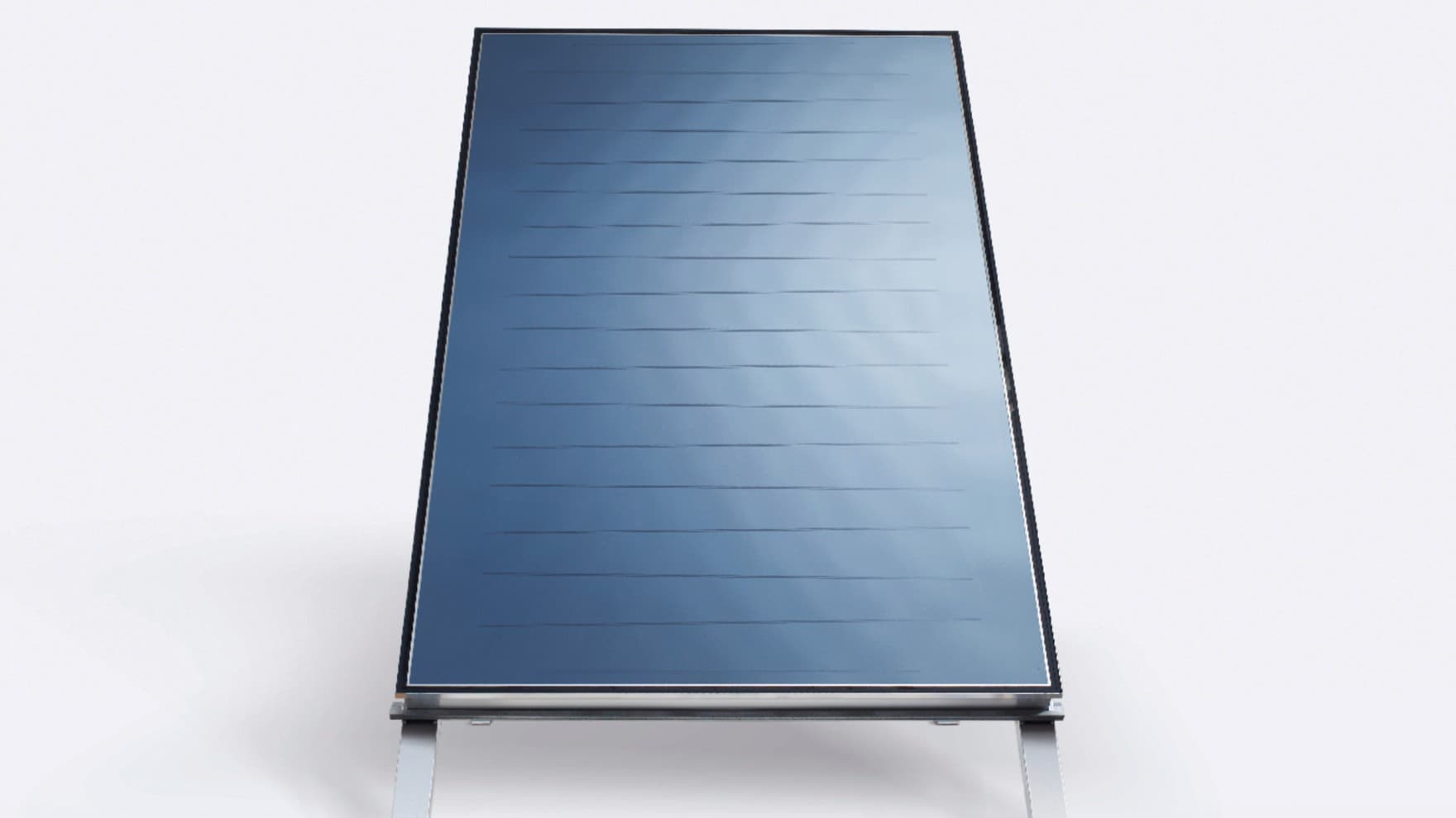 Ein Solarkollektor von oben vor weißem Hintergrund.