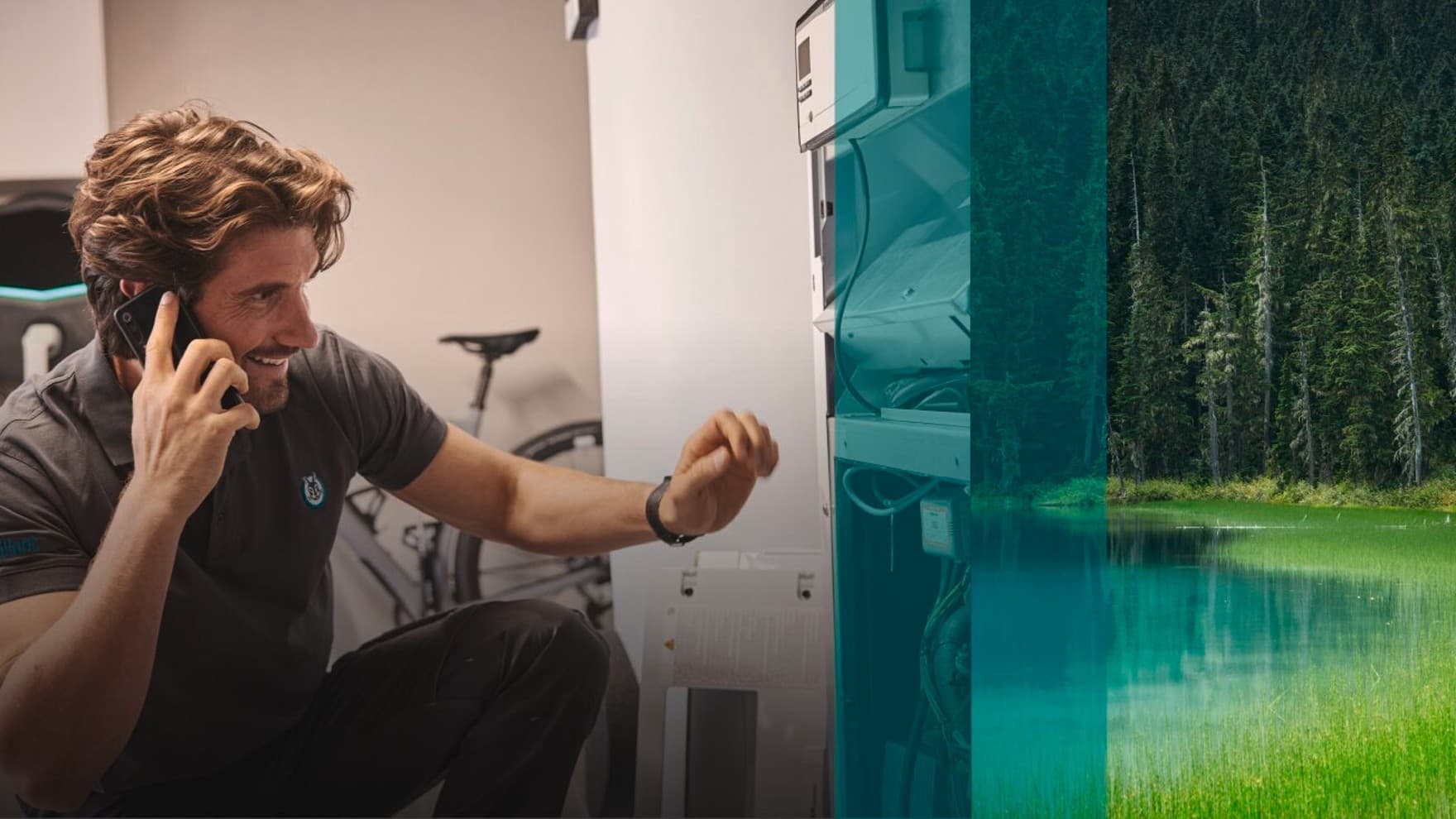 Ein Vaillant Mitarbeiter arbeitet an einer Heizungsanlage.