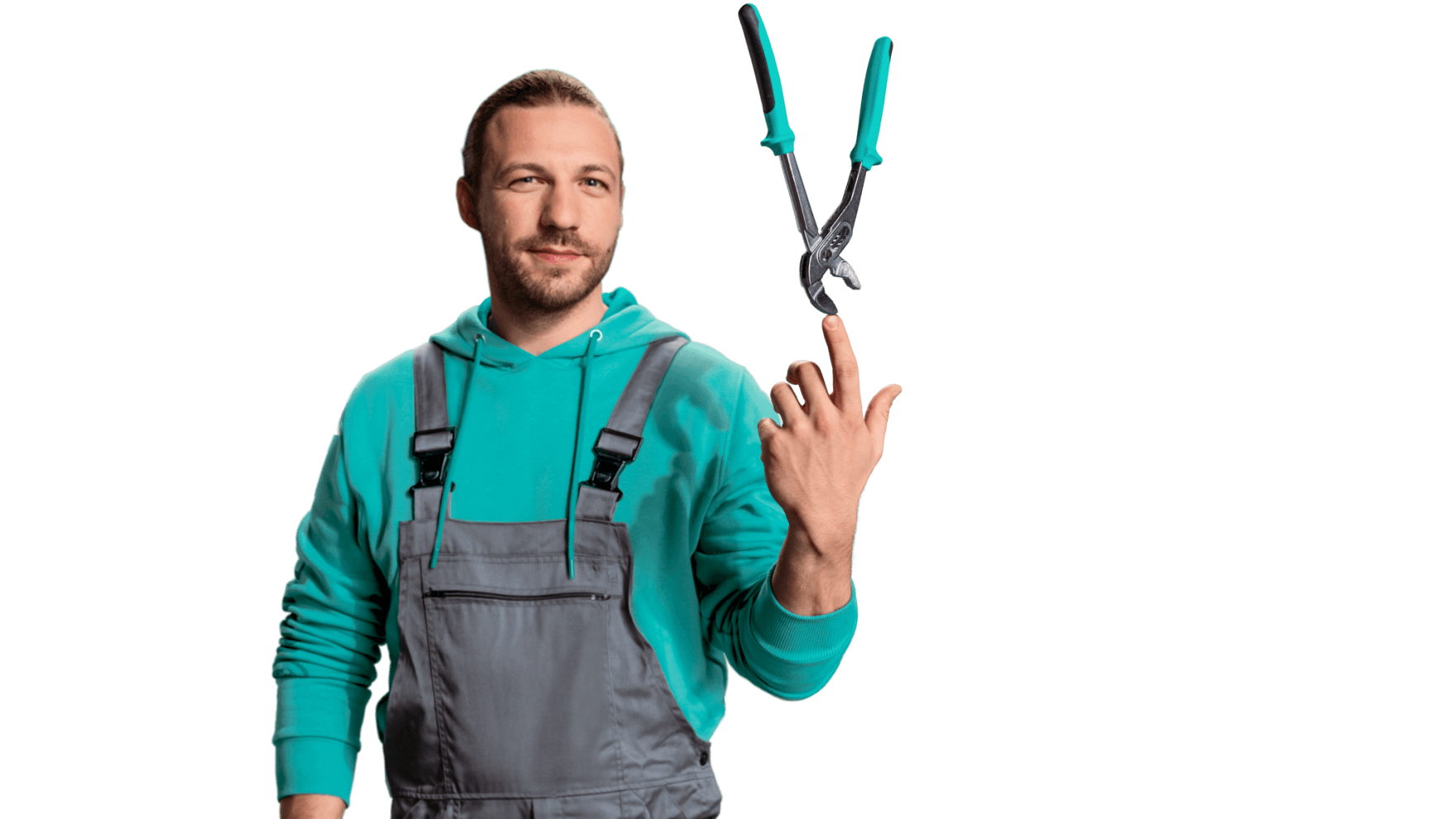 Vaillant Kundendiensttechniker balanciert ein Werkzeug auf seiner Hand.