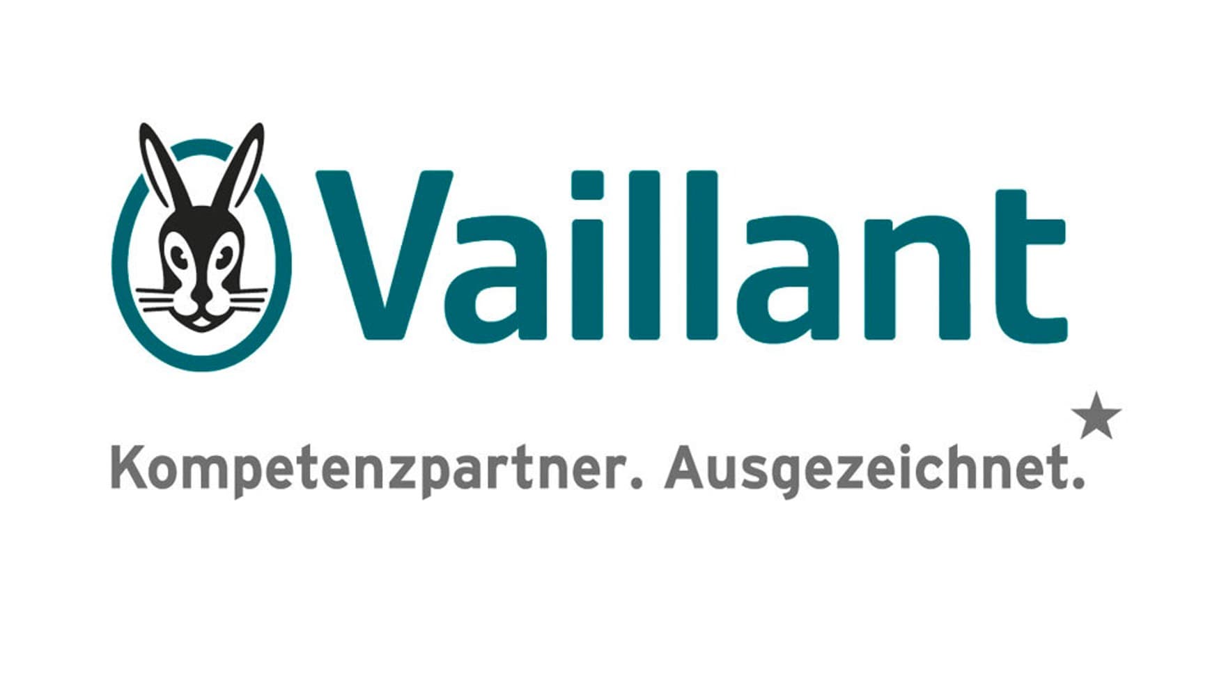 Das Vaillantlogo, darunter die Worte "Kompetenzpartner. Ausgezeichnet*"