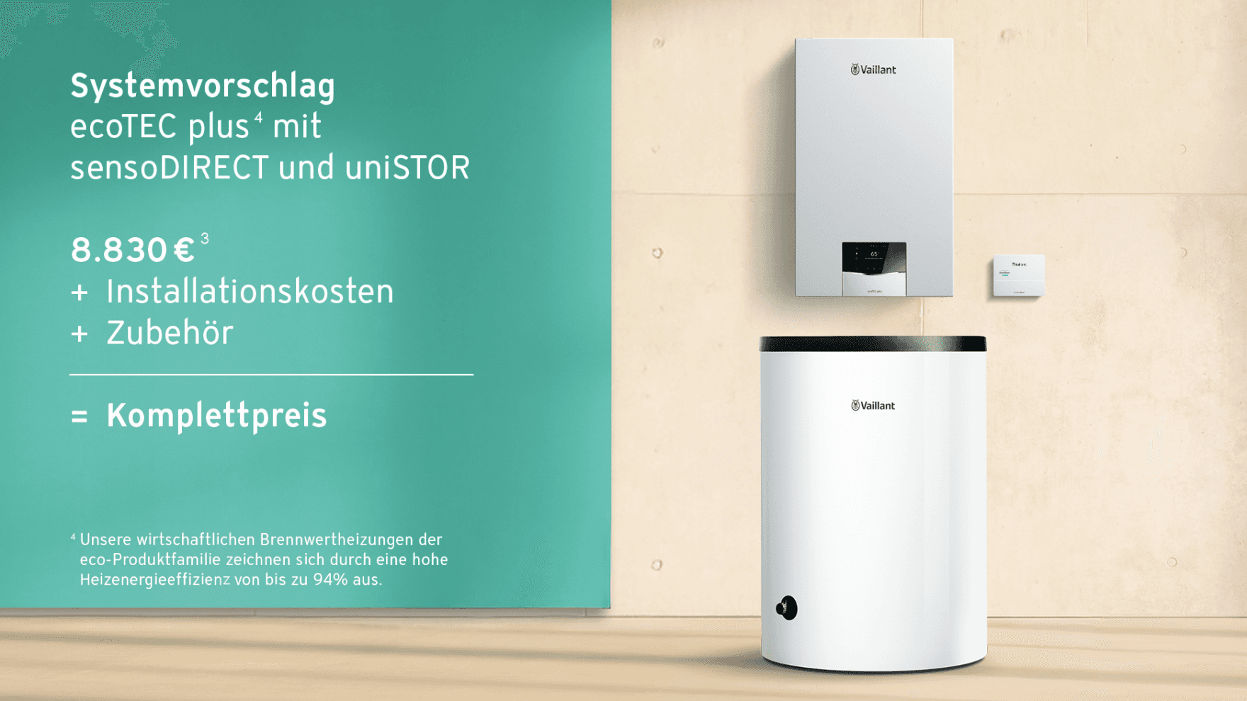 Gas Brennwert Wandgerät mit Regler und Speicher in Scene
