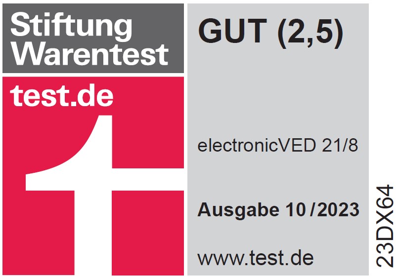 Unser electronicVED 21 kW von Stiftung Warentest mit „gut“ (2,5) bewertet.